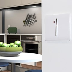 Trendi Modern Glossy Screwless 20 Amp Heavy Duty Switch Neon Insert White