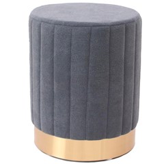 Ottoman Pouf In Grey Velvet