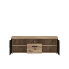 TV Unit 2 Doors 1 Shelf – Viking Oak & Grey Cosmos
