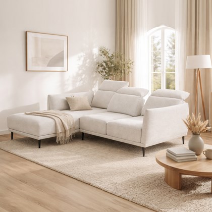Sofa 3-Seater + Chaise Longue Left – Light Stone Grey