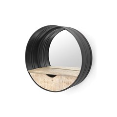 ROUND MIRROR WITH COMPARTMENT-BLACK