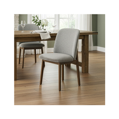 Dining Table with Walnut Chair – Light Grey & Walnut