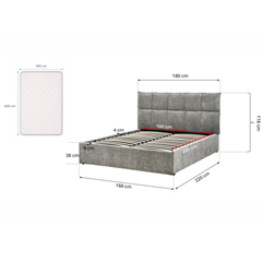 Upholstered Bed 160x200 - Grey