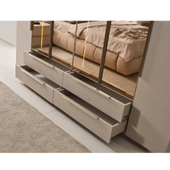 Bedroom Set 200x180cm - Cream & Dark Walnut
