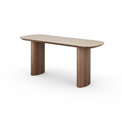Dining Table 1850 x 895 x 750mm - Walnut & Travertine
