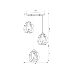 Pendant Metal Decorative Cage 3xE27 Black