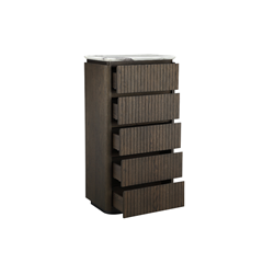 Tallboy - Ceramic Marble Effect Top with Dark Brown Oak MDF