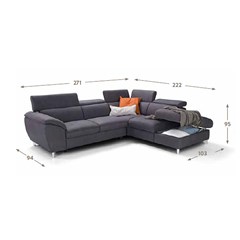 L-Shape Sofa Bed Adjustable Headrests and Container
