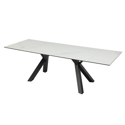 White Table Extendable Glass With Gloss Ceramic