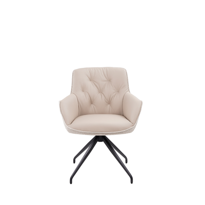 Swivel Dining Chair – Leather & Fabric Light Grey