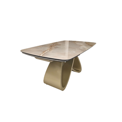 Extension Table 180(+40+40)x100x76– Grand Jade Ceramic Gloss & Golden Champagne