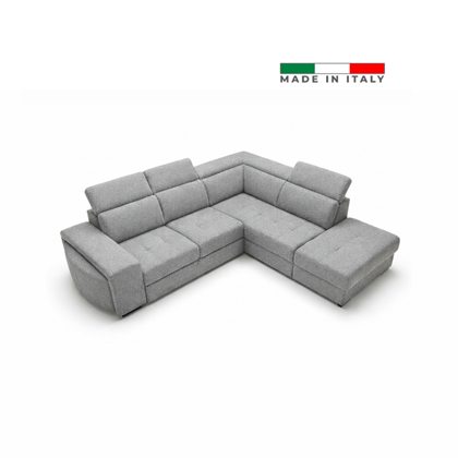 Corner Sofa 2-Seater Lateral Pull-Out Bed & Right Angular Storage – Grey