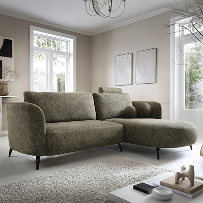 Corner Sofa Bed with Chaise Right 260cm – Olive