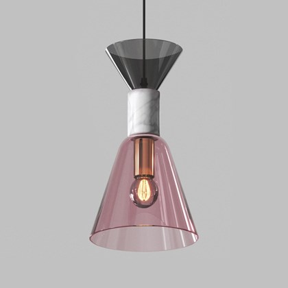 Pendant 1L Glass Marble Pink-Grey