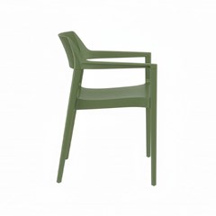 Modern Stackable Plastic Armchair – Olive Green