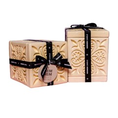 Heart Small Cube Candle Jar - Beige Mango Orchid