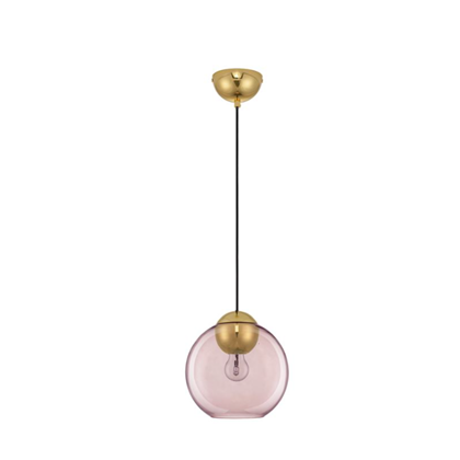 Pendant Light in Pink Glass with Gold Finish