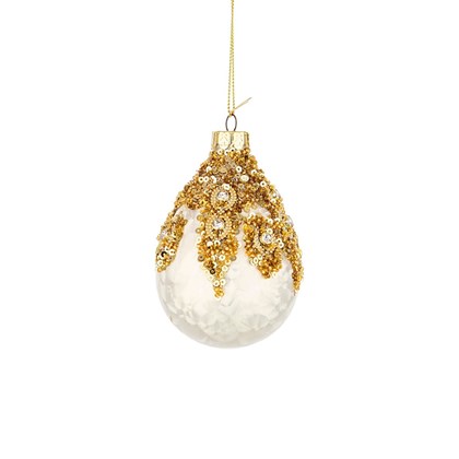 Melissa White Gold Glass Ornament