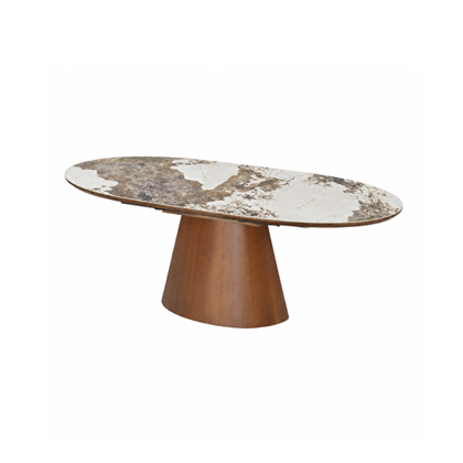 Extendable Dining Table 160-200 x 90 x 76 cm Ceramic Top - Walnut Colour