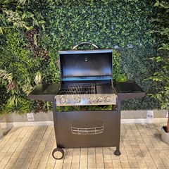 4 Burner Gas Grill Black W Side Burner