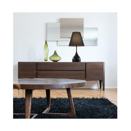 Geometric Black Table Lamp – Fabric Shade