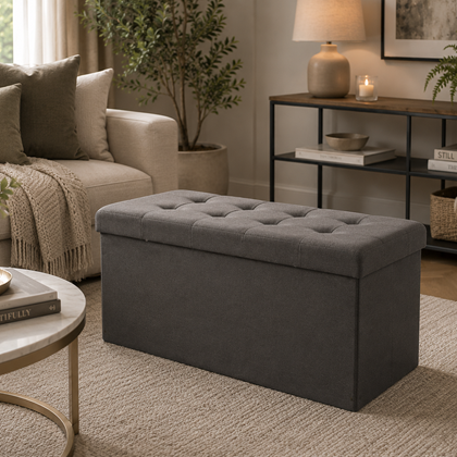 Foldable Bench Pouf in Grey