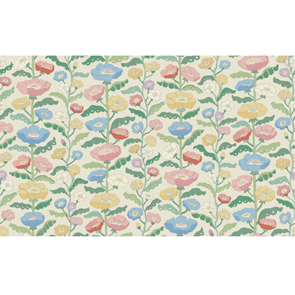 Mural Wallpaper Stylised Flowers Coloured
