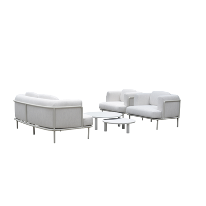 Garden Sofa Set of 4 - Light Beige & White