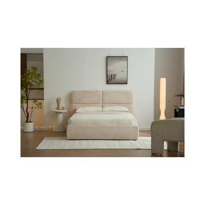 Upholstery Bed with Gaslift –  Beige 160x200