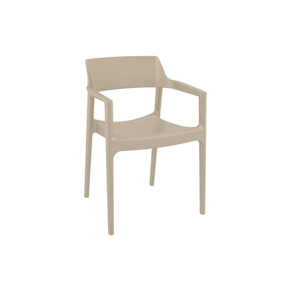 Modern Stackable Plastic Armchair – Taupe
