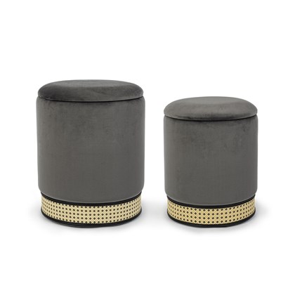 Milena Dark Grey Storage Pouf Set of 2