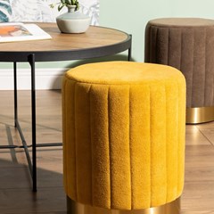 Ottoman Pouf In Velvet Ochre