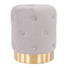 Round Stool Pouf  With Buttons in Gold Grey Base