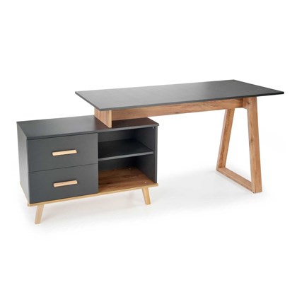 Office Desk With Drawer - Anthracite & Wotan Oak