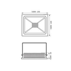 LED Floodlight 100W - 4000K Cool White - Black