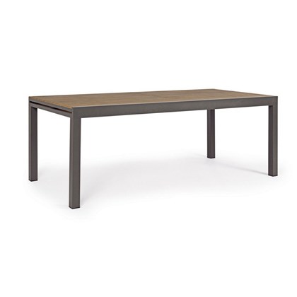 Grey Aluminium & Wooden Extendable Table 200-300x95
