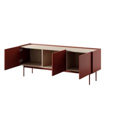 TV Cabinet –  Ceramic Red & Linea Oak