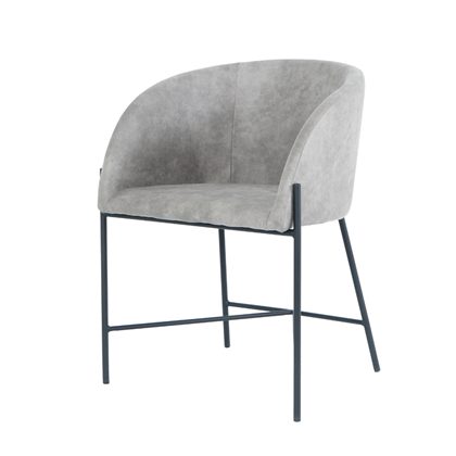 Dining Chair - Light Grey Microfiber