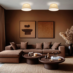 Linen Ceiling Lamp – Beige & White