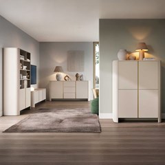 Bookshelf 4 Shelf & 2 Doors - Cashmere