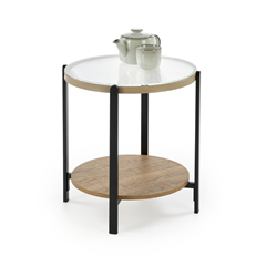 Coffee Table Round Glass Natural Black