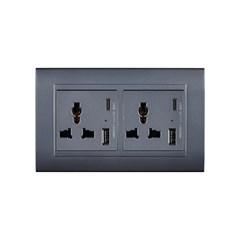 2 Gang 13Amp Socket USB-C Mat Grey