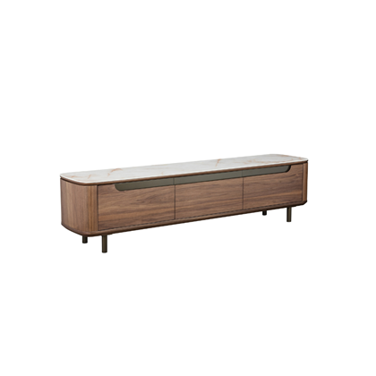TV Unit - Ceramic Marble Top and Walnut