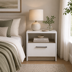 Bedside Table – Matt White & Kronberg Oak