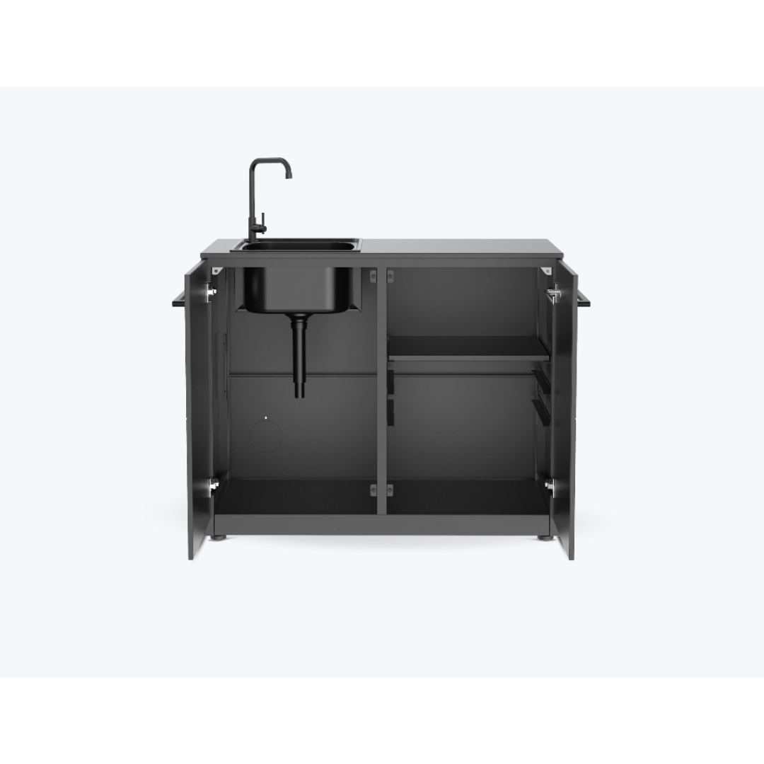 L-Shaped Outdoor Kitchen Set with Gas Plancha, Infrared Grill & Pizza ...