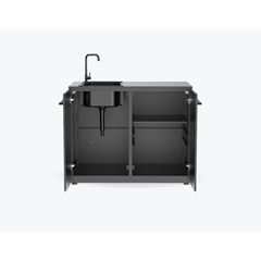 L-Shaped Outdoor Kitchen Set with Gas Plancha, Infrared Grill & Pizza Oven