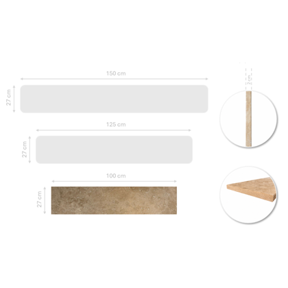 Sills Travertine 2cm CC Honed & Filled – 100x27cm