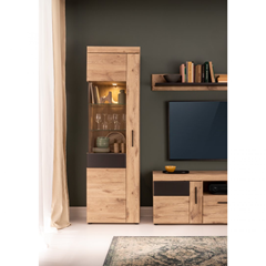 1 Door Left-Hand Cabinet – Viking Oak & Grey Cosmos