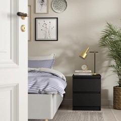 Black Naia Nightstand with  2 drawers