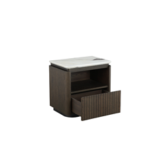 Bedside Table  55 x55cm– Dark Brown & Marble Effect top